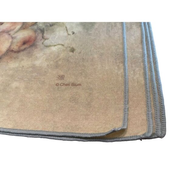 Set of 4 Vintage Cheri Blum Fruit Cloth Dinner Linens Napkins 18.5" Square - Picture 4 of 13